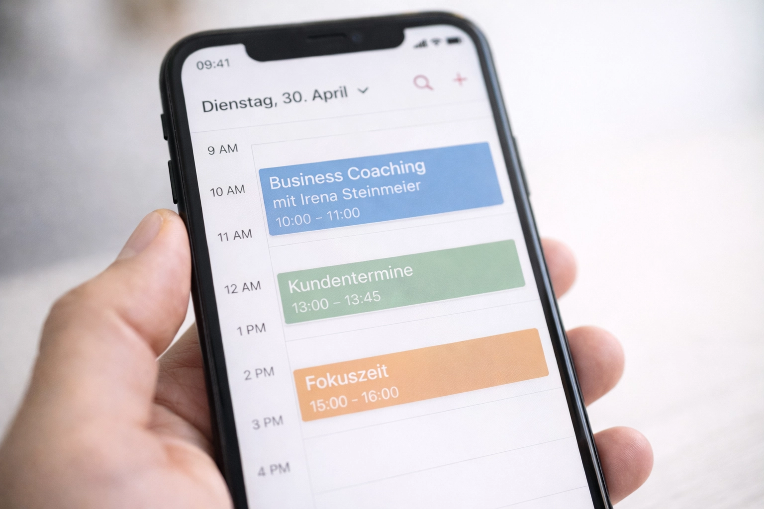 Smartphone mit Kalendereintrag Business Coaching mit Irena Mila Steinmeier