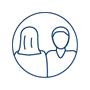 Icon zwei Personen – konstruktiver Austausch